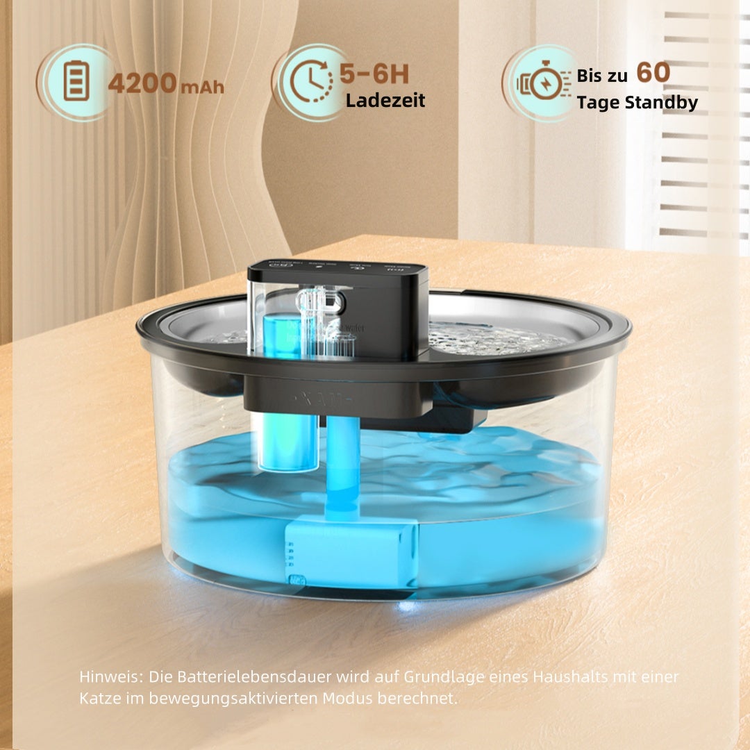 Fontaine a Eau Chat sans Fil 3,2L avec Detecteur Mouvement, Batterie 4200mAh,INOX,pour Chat Silencieuse avec LED,Comprend 1 Filtre+1 Éponge - 6