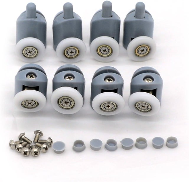 Shower Door Rollers, Set of 8 Shower Door Runners 23mm Diameter Home Bathroom DIY Replacement Parts(4 Upper Rollers and 4 Bottom Rollers)