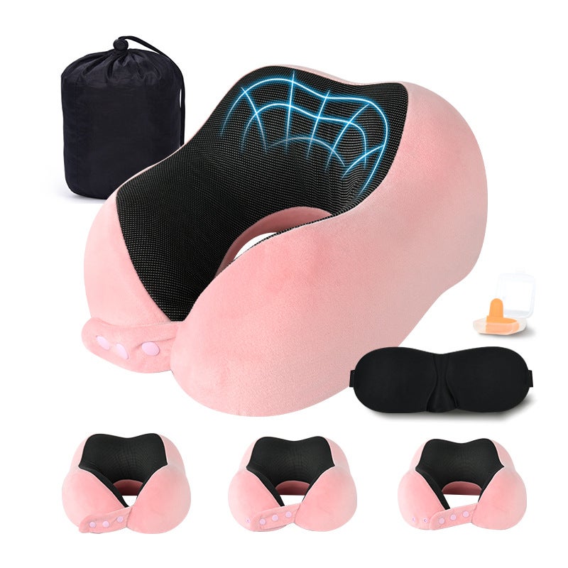 Oreiller De Voyage TRAVARA En Mousse Mémoire - Soutien Cervical 360° - Compact, Lavable - Pour Avion, Train, Voiture - 4