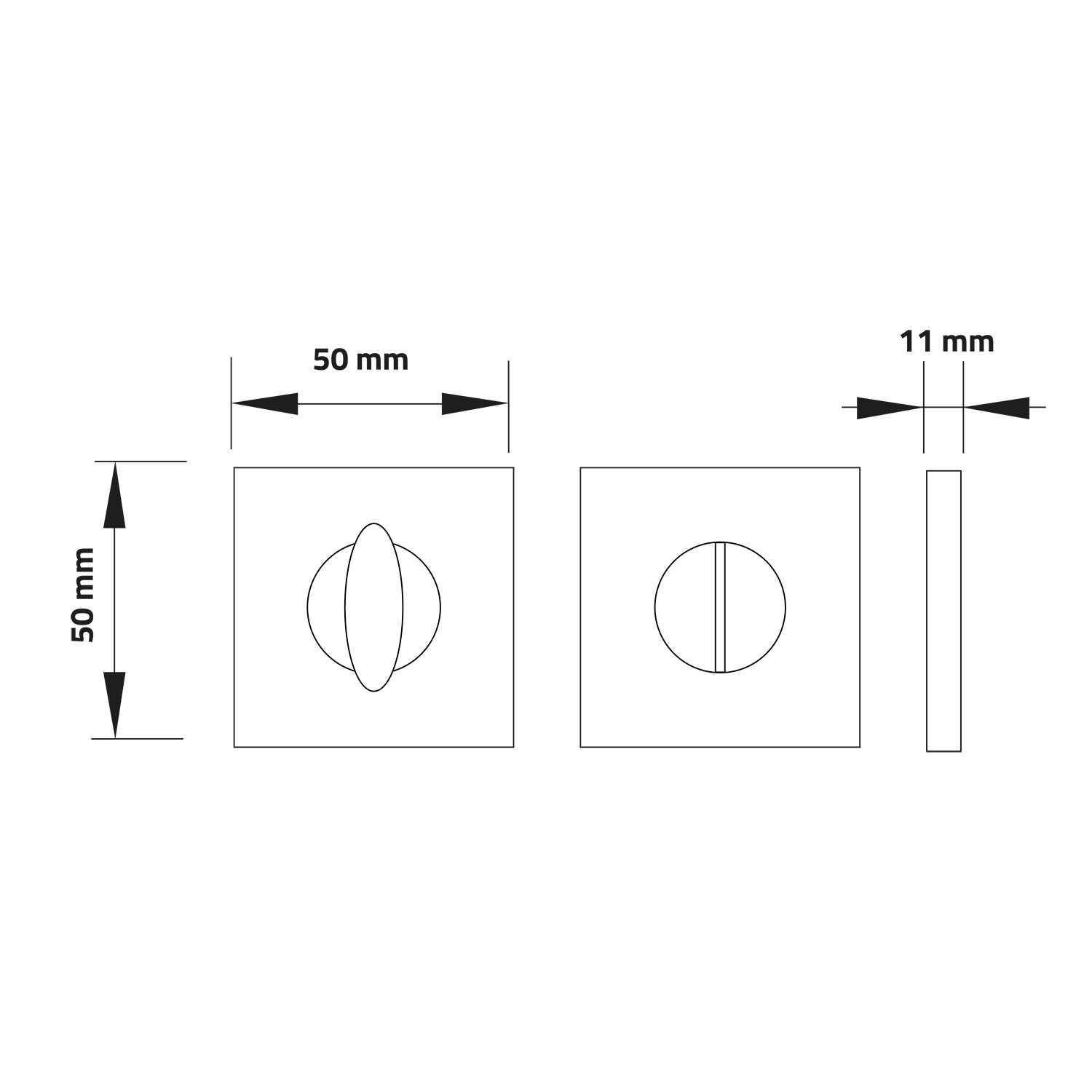 2 rosaces de poignée de porte carrées Mira verrou de condamnation, Aluminium nickel mat - 8