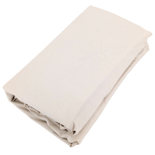 Drap housse uni 120x190 cm bonnet 35 cm percale de coton MANOIR blanc Naturel
