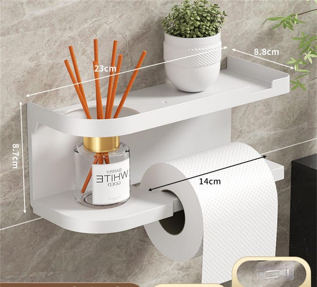 Porta carta igienica senza fori,dispenser per carta igienica, mensola, porta carta igienica per il bagno,adatto a bagni e cucine(bianco) - QWINERN | Leroy Merlin Porta carta igienica senza fori,dispenser per carta igienica, mensola, porta carta igienica per il bagno,adatto a bagni e cucine(bianco) - QWINERN | Leroy Merlin