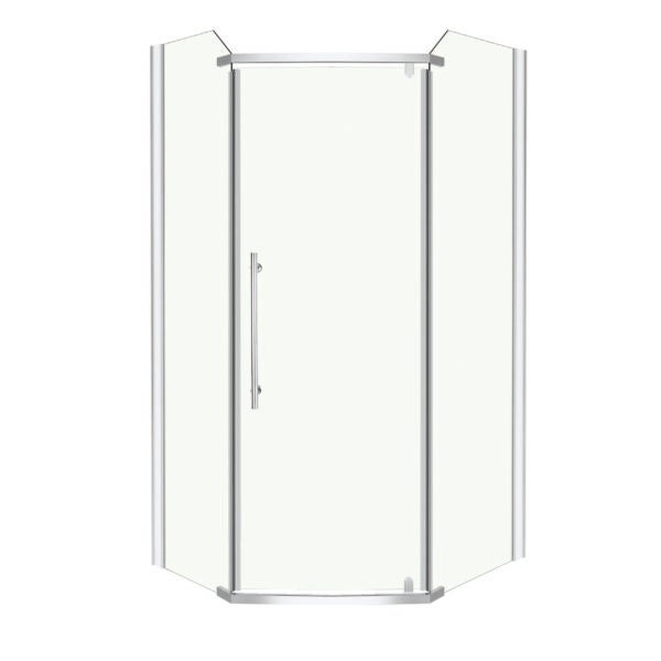 Kabina prysznicowa Glasgow 100x80 drzwi uchylne pięciokątna profile chrom szkło 6 mm KERRA