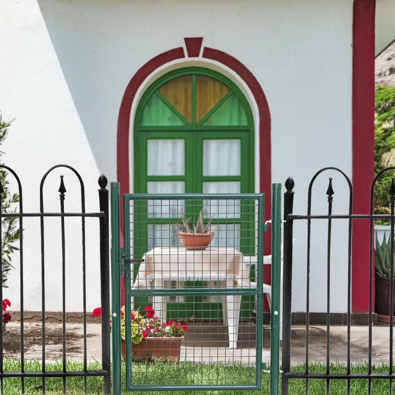 Porte de jardin système de porte de porte de cour clôture de jardin porte de porte Tube rond Vert 100x125cm - 4