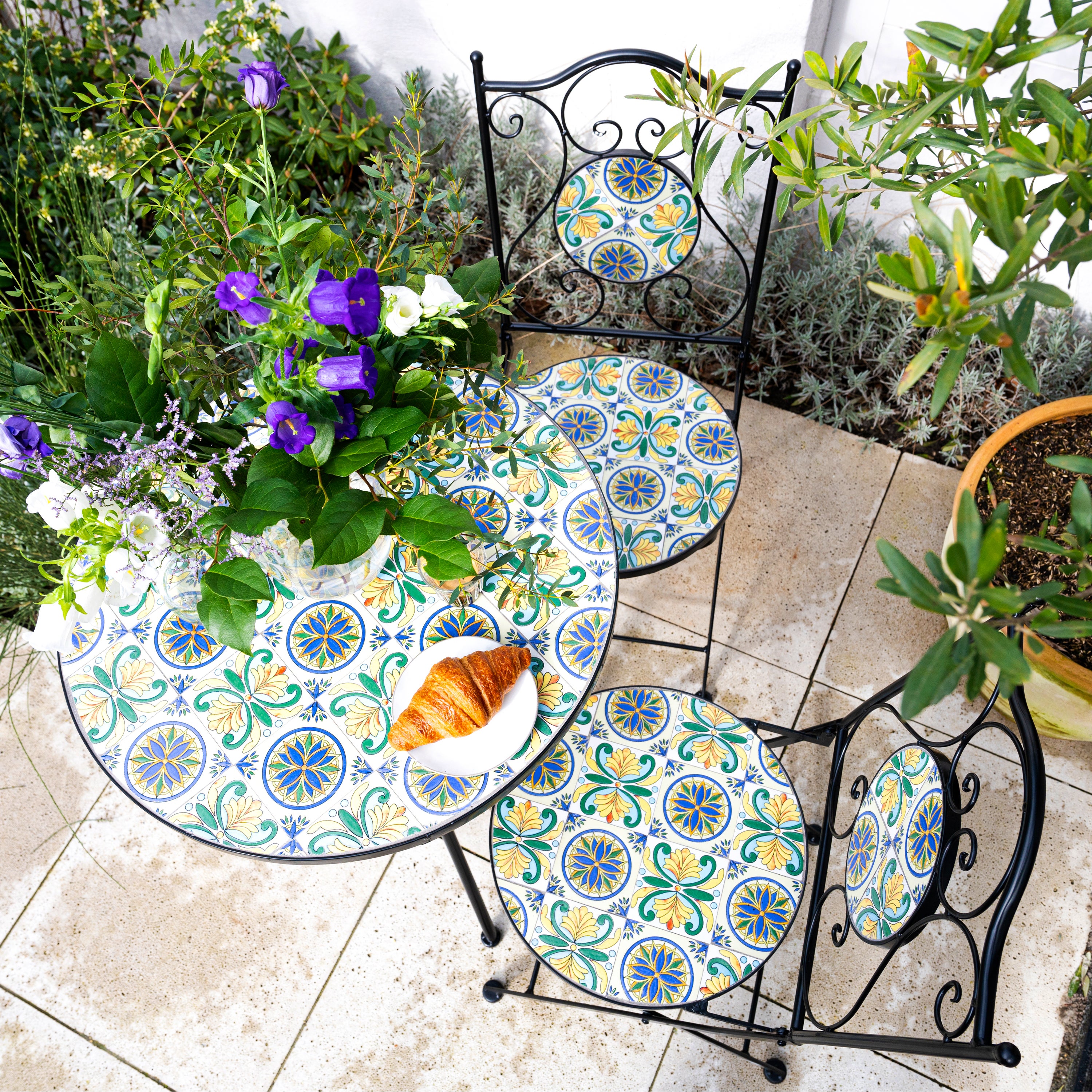 Axi Amélie Table Bistrot, Bleue/Jaune | Salon De Jardin Bistrot, Table Bistrot Mosaique Pour Jardin/Balcon/Terrasse - 5