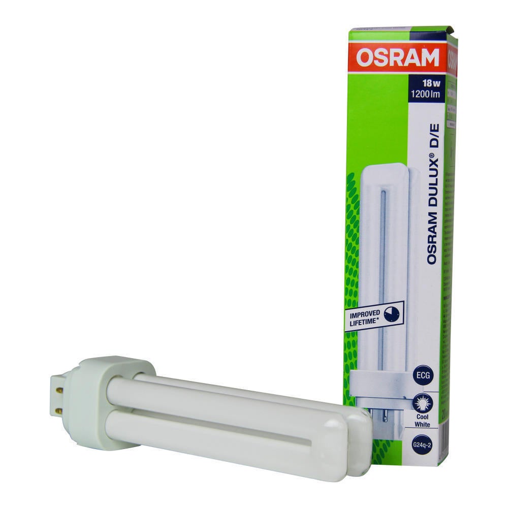 ampoule fluocompacte - osram dulux d/e - 18 watts - g24q2 - 4000k - 2