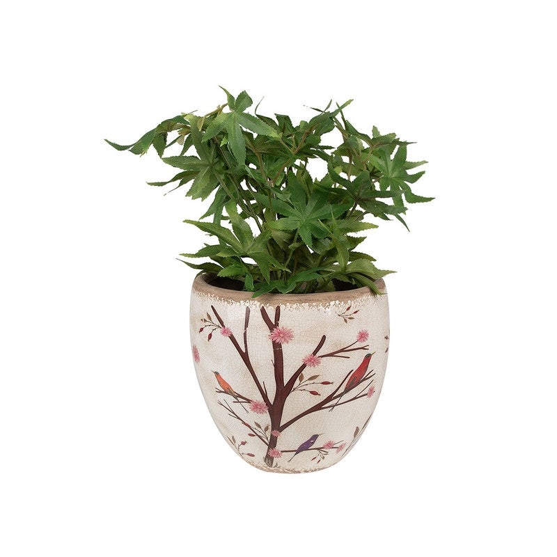 Clayre & Eef Pot De Fleurs 14x13 Cm Beige Jaune Céramique Citrons