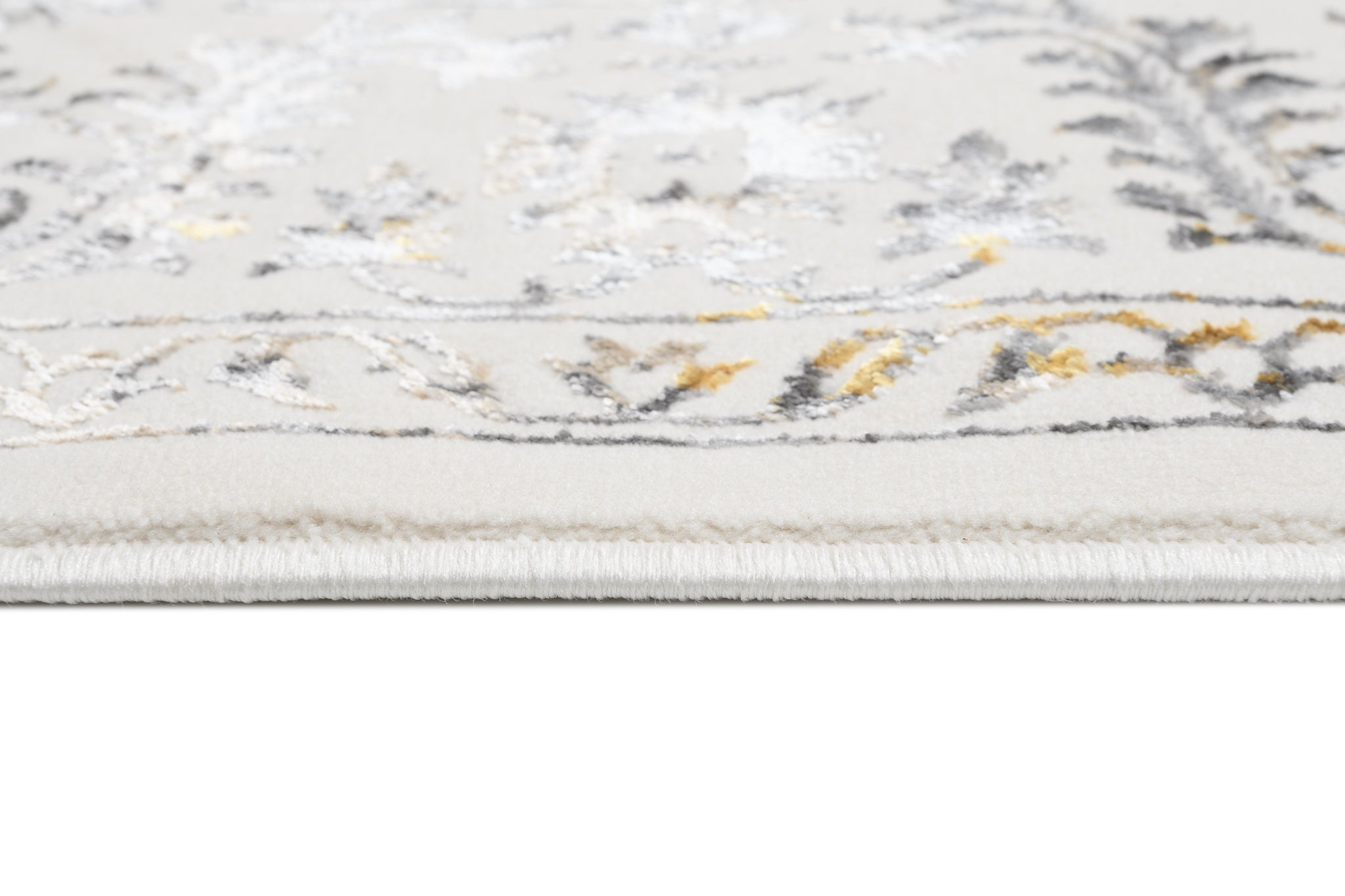 TAPISO Golden Tapis de Salon Moderne Vintage Crème Or Gris Beige Motif Ornamental Floral Bordure Doux Poil Court 160 x 230 cm - 5