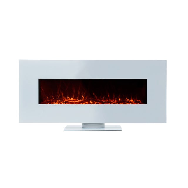 Chimenea Eléctrica de Pared Empotrable para Interior 1600W Kekai Alaska 128x26x61 cm con Simulación de Fuego 2 Niveles de Potencia con Mando