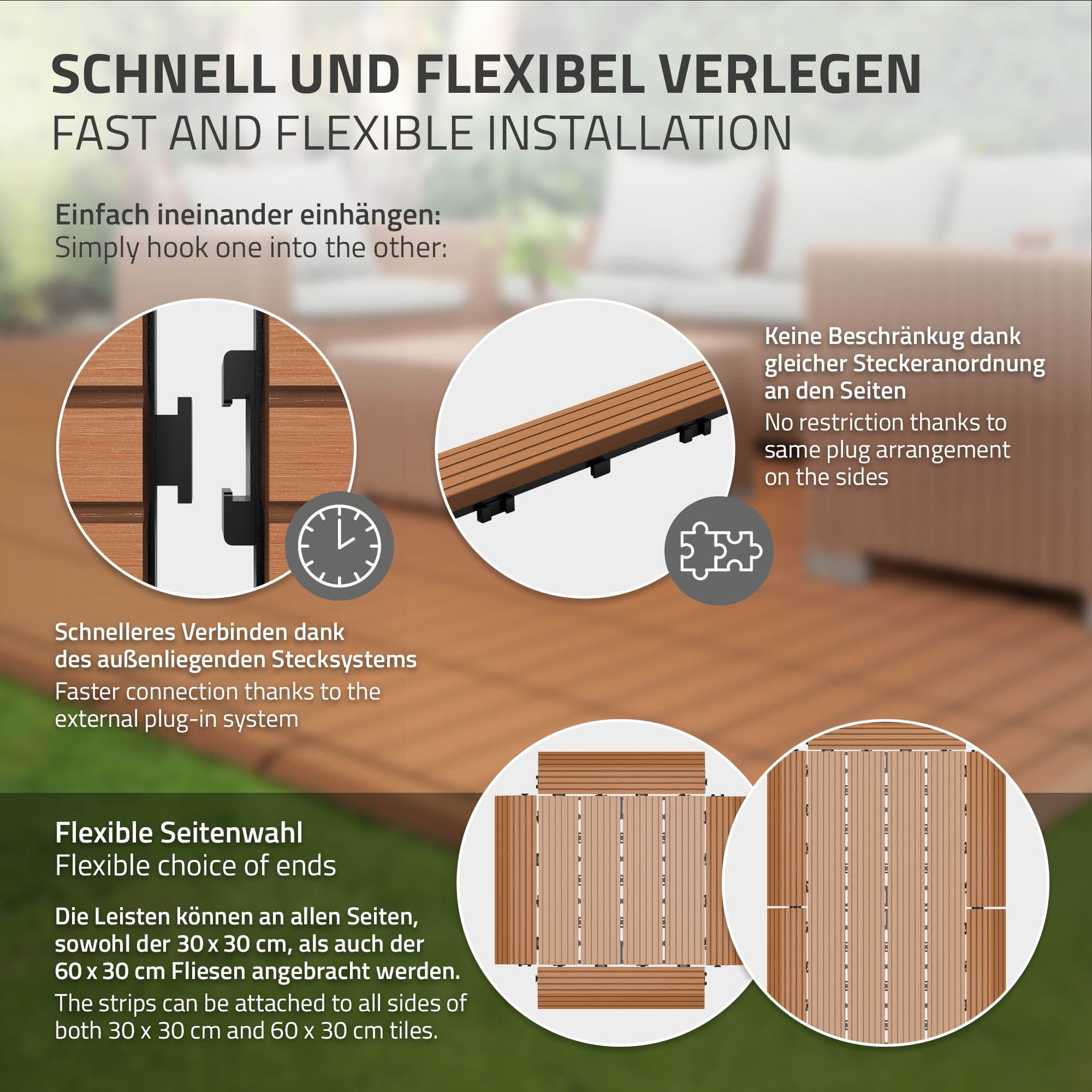 ML-Design listwa prosty wpc jasnobrązowy 38x2x7,5 cm profil drewnopodobny ryflowany z odpływem wzmocniona baza system klik obróbka krawędzi - 5