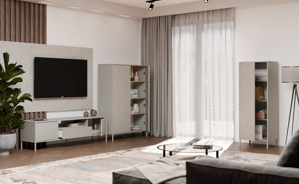 Bibliothèque pour Séjour en MDF Beige H. 147.5 x l. 40 x P. 53.5 cm - 3