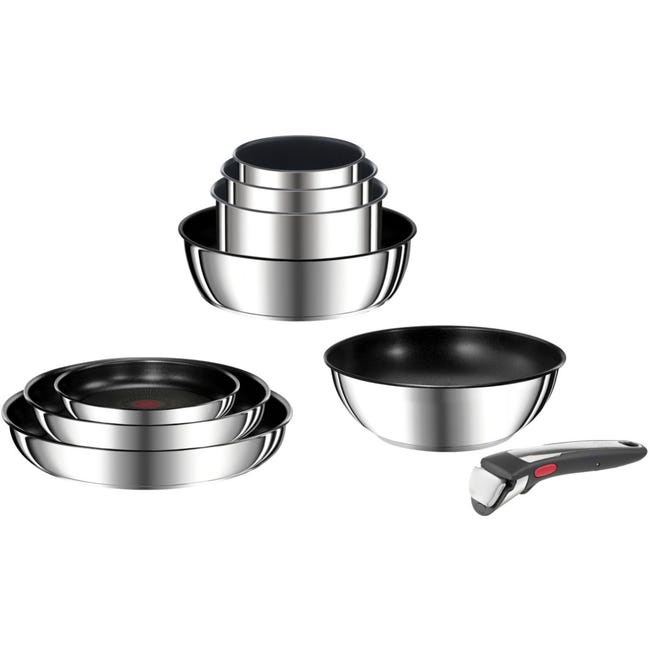 Tefal Ingenio Preference Poêle 28 cm, Empilable, Acier inoxydable, Revêtement antiadhésif sûr, Induction, France, Polyvalence - Maison Tefal Ingenio Preference Poêle 28 cm, Empilable, Acier inoxydable, Revêtement antiadhésif sûr, Induction, France, Polyvalence - Maison