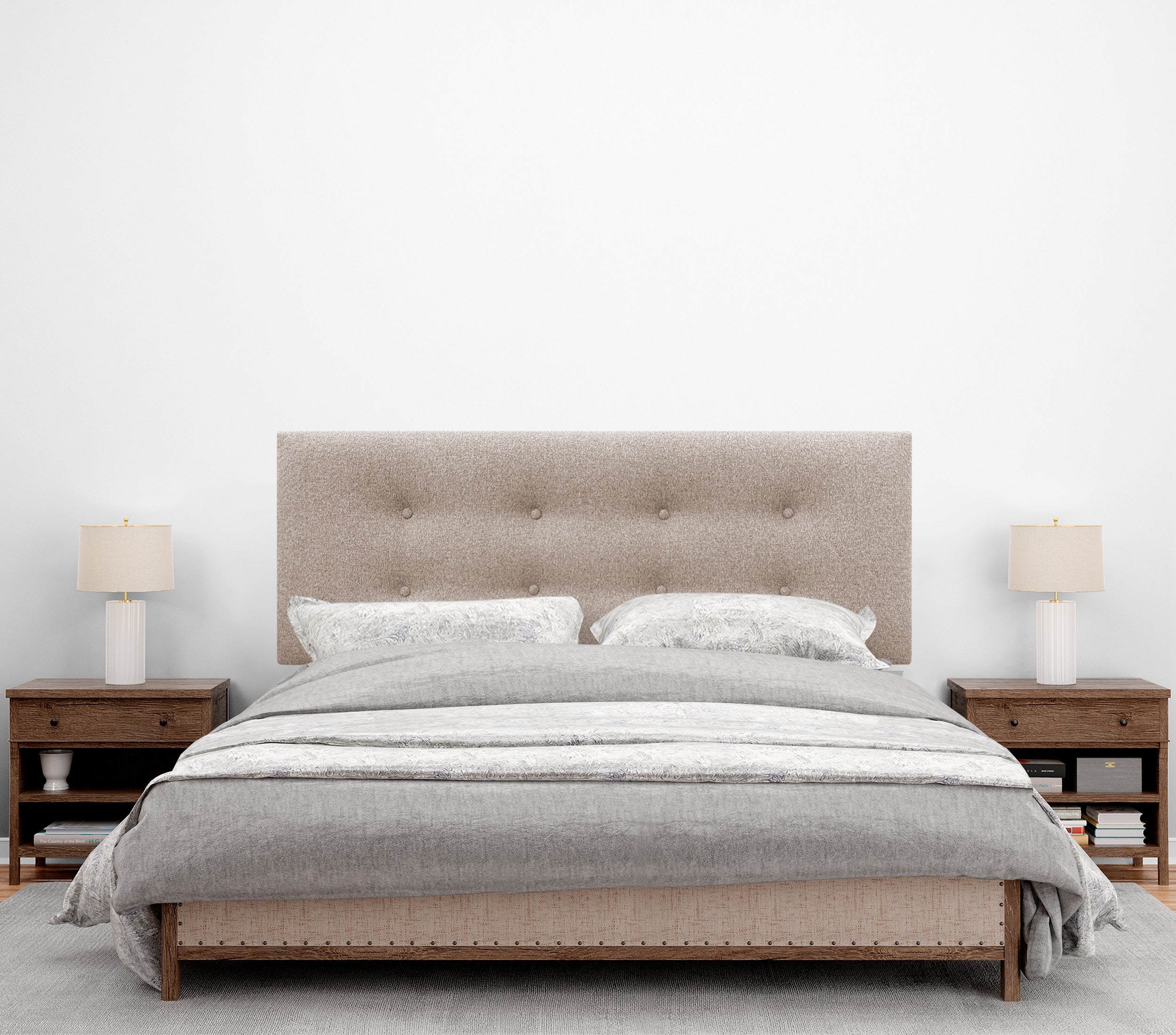 DHOME Testiera Imbottita Lusso 95x105 Cm - Similpelle Bianco O Tessuto AQUALINE - Con Gambe
