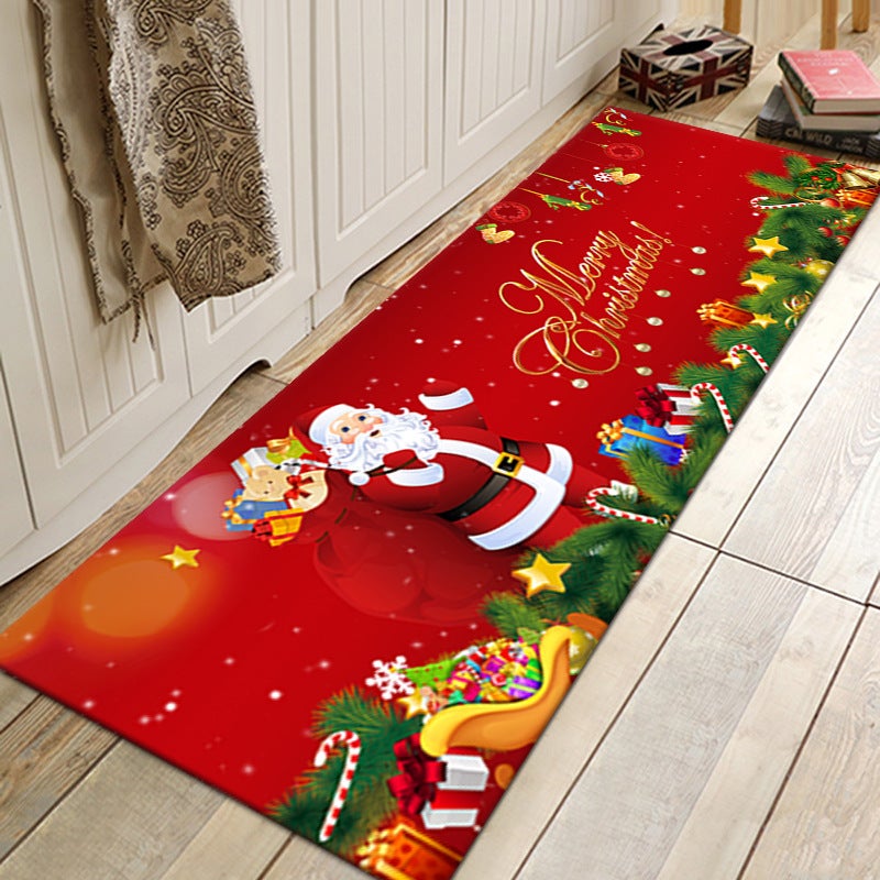 Tapis De Noël, Rouge Avec Père Noël Et Flocon De Neige Pour Salon Ou Chambre à Coucher,120 X 160cm,Style 5 - Maison