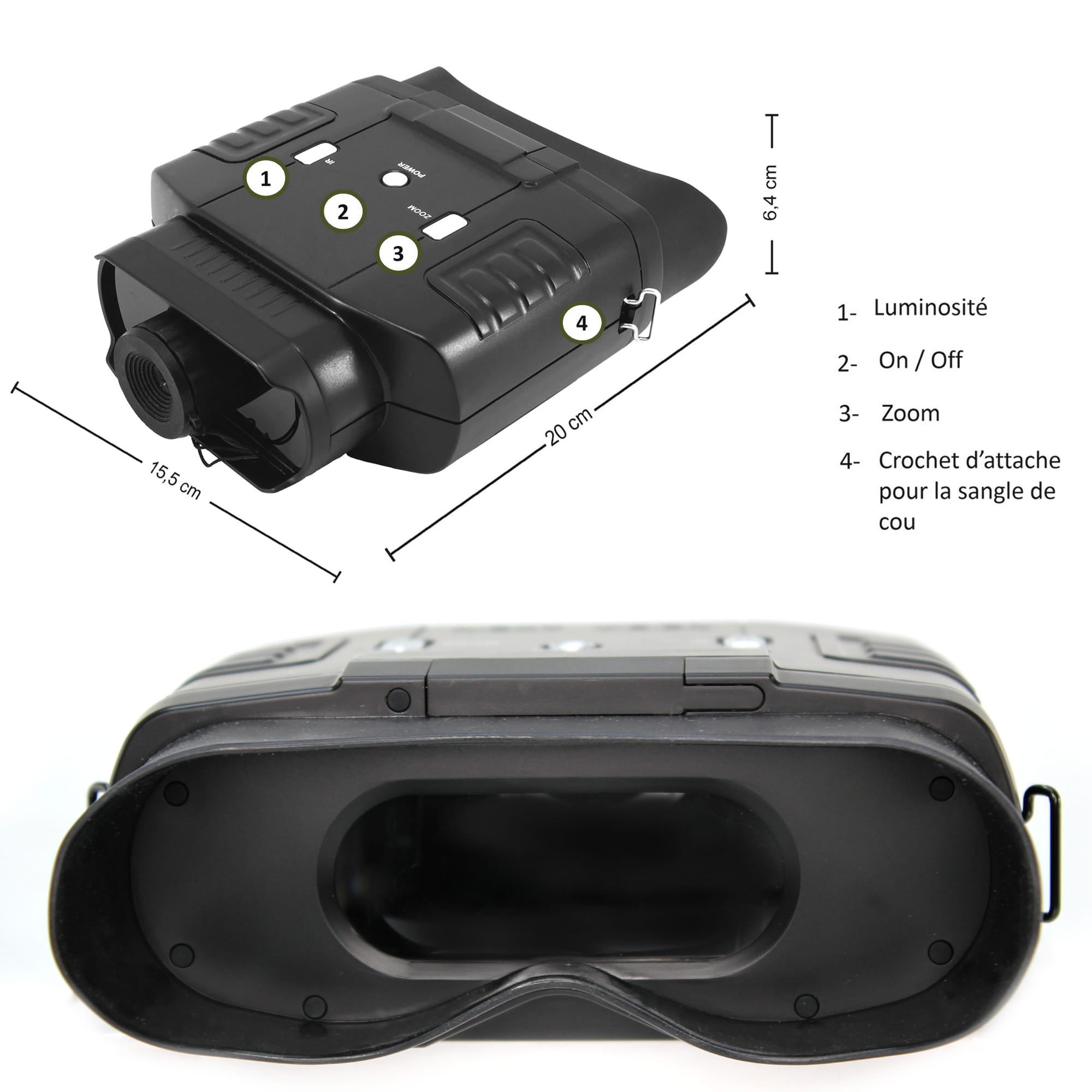 Binocolo per visione notturna a infrarossi FISHTEC, Portata 300 m, Registrazione foto e video, Zoom digitale, Custodia inclusa. - 7