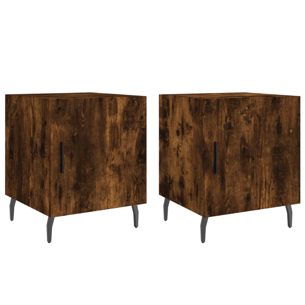 Maison Exclusive - Tables de chevet 2 pcs chêne fumé 40x40x50 cm bois d'ingénierie - 2