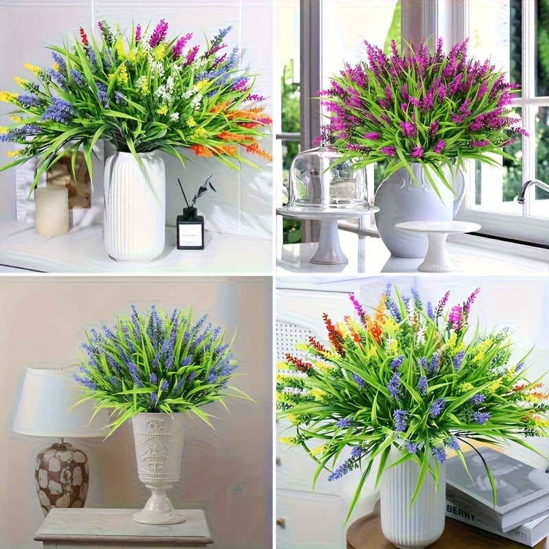 OBOSOE 6 décorations artificielles de lavande, bouquet de lavande artificielle, verdure décorative pour jardin, rouge - 4