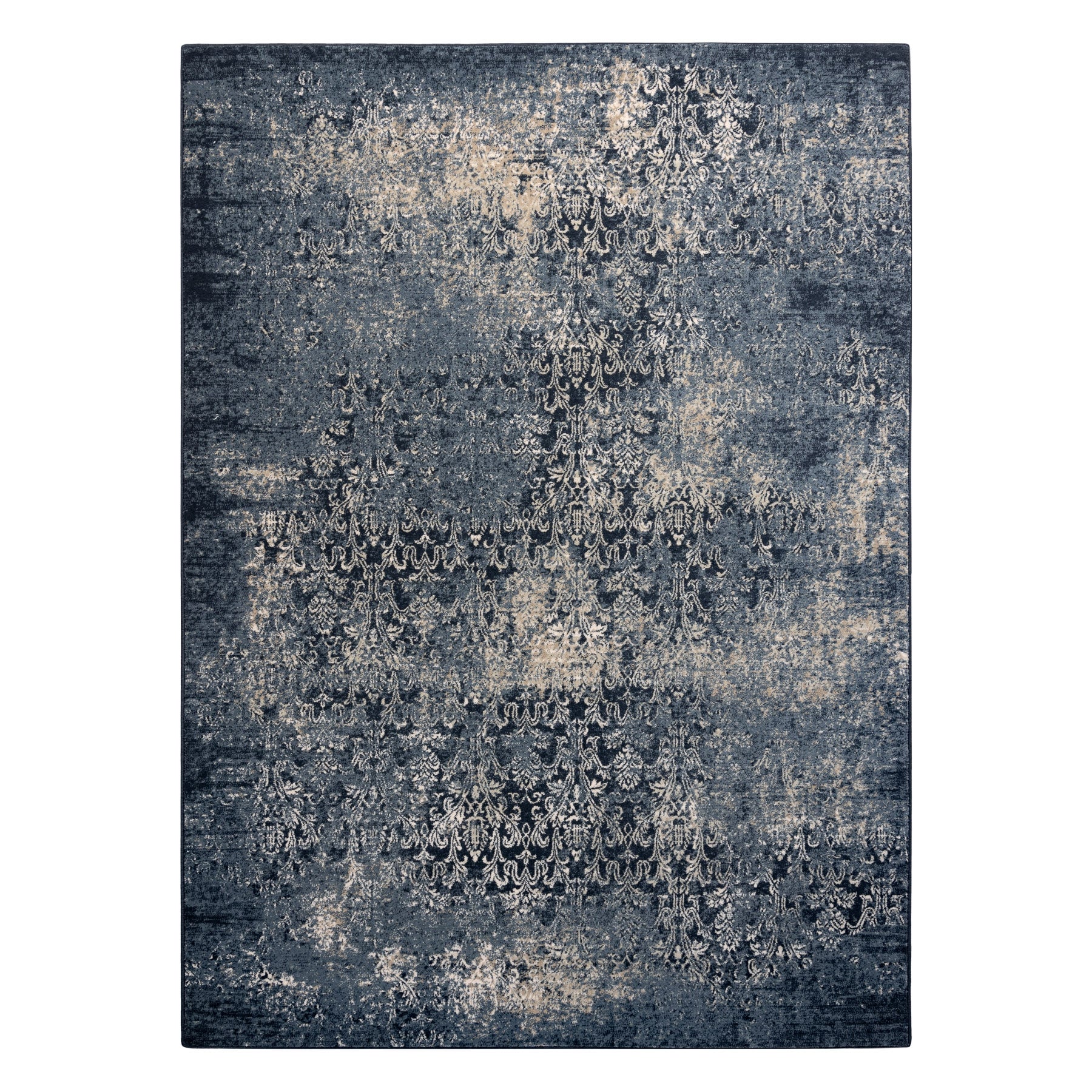 Dywan wełniany NAIN Przecierany vintage 7010/50911 granat / beż 160x230 cm - 2