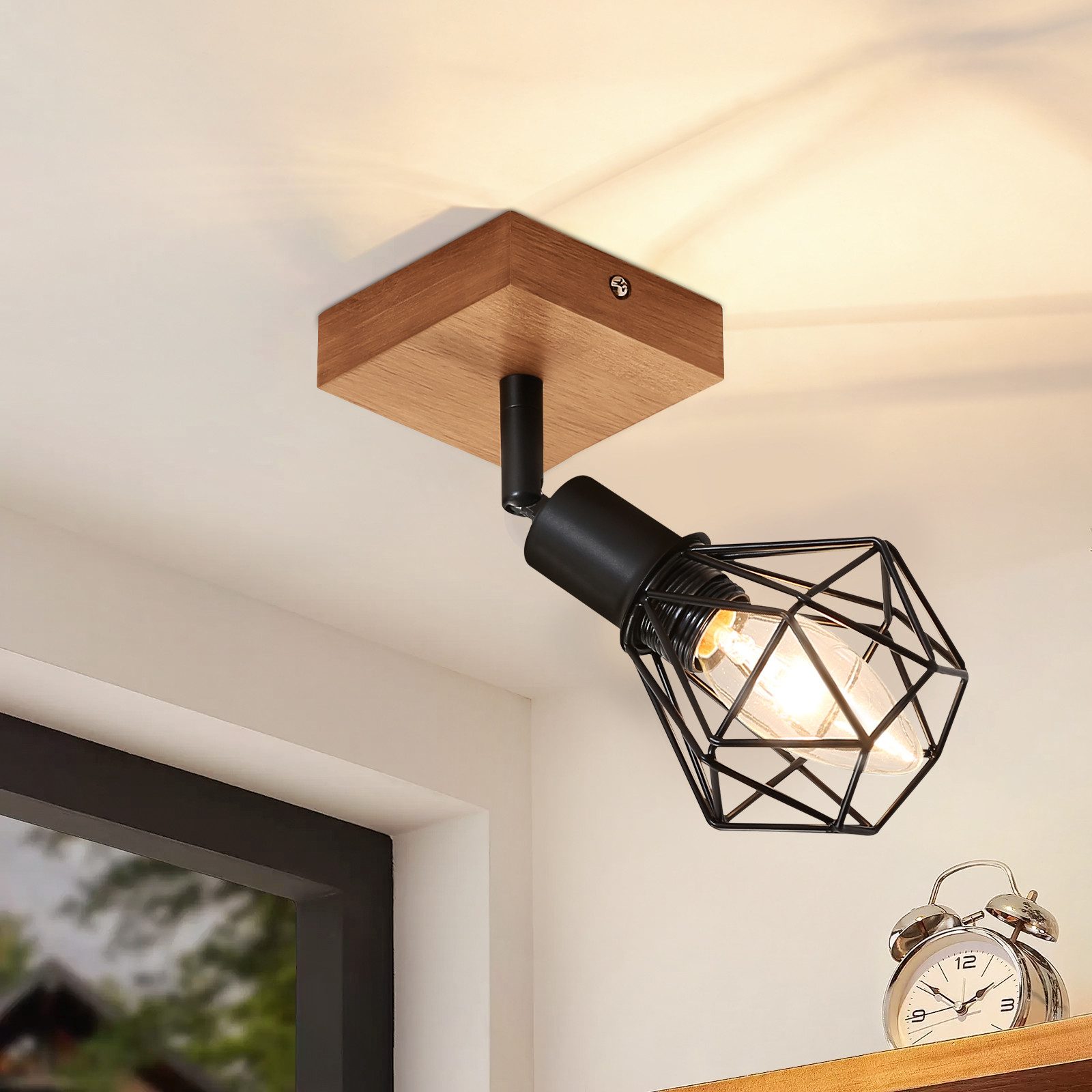 ZMH Czarna metalowa lampa sufitowa z możliwością regulacji w zakresie 350° maks. 40W LED do przedpokoju, salonu, sypialni, kuchni