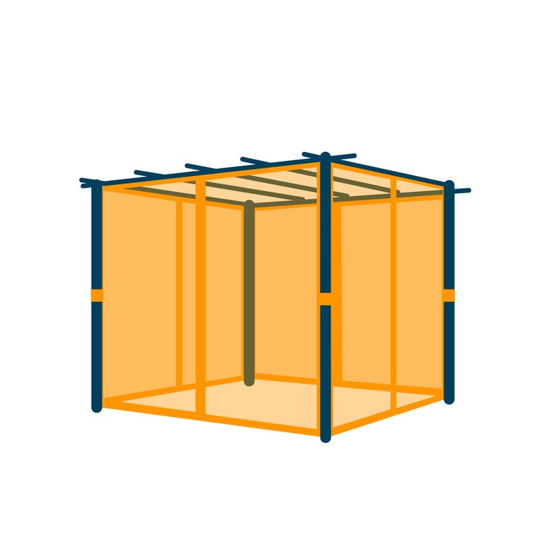 PRIMEYARD Moskitiery do pergoli Classic 3x3 m - poliester - z systemem szyn i zamkiem błyskawicznym - szare