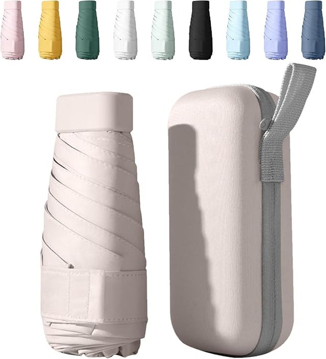 Mini paraguas plegable con protección UV, compacto y portátil para viaje, ideal para hombres y mujeres.