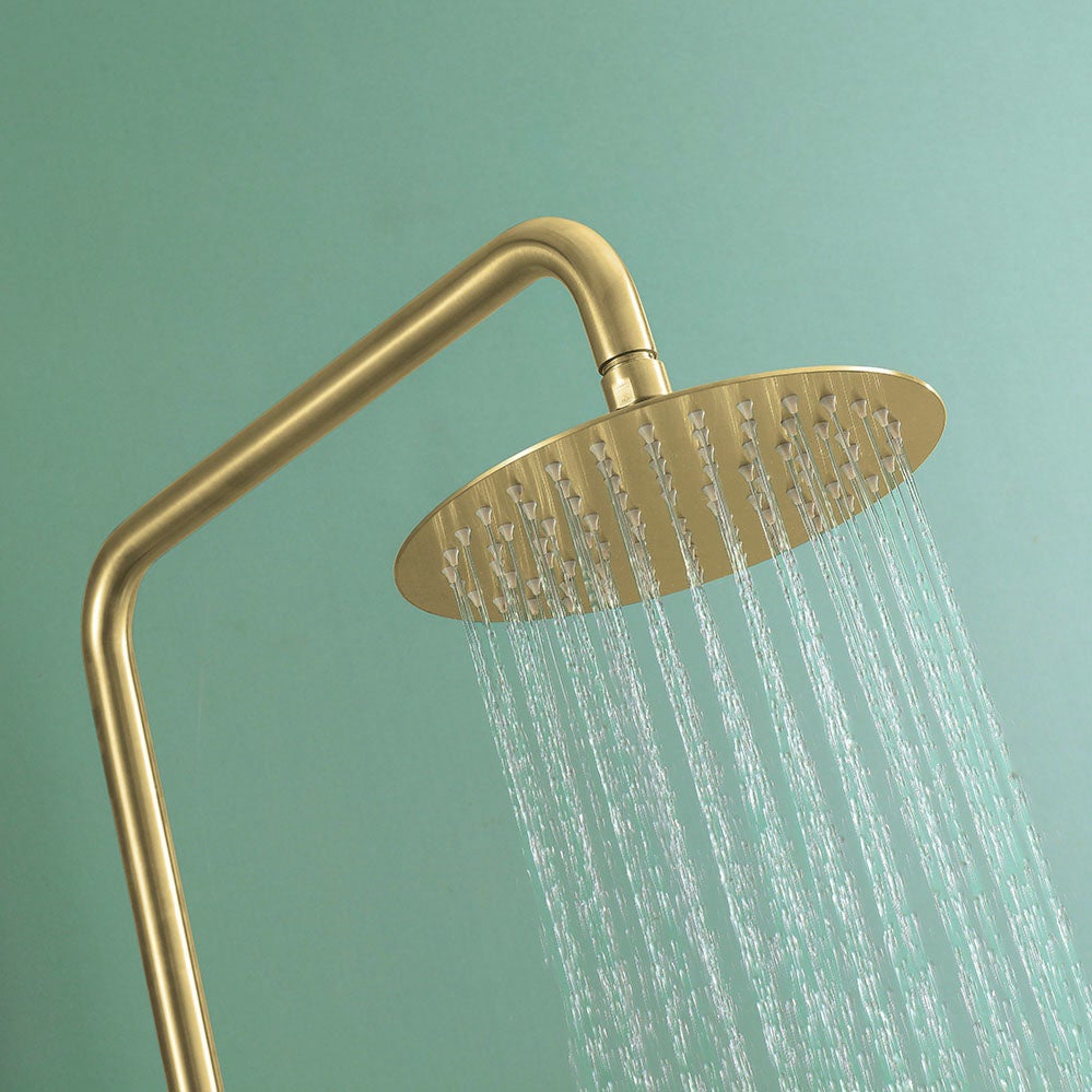 Columna De Ducha monomando redonda 78-125 cm acabado oro cepillado fabricado en latón - 4