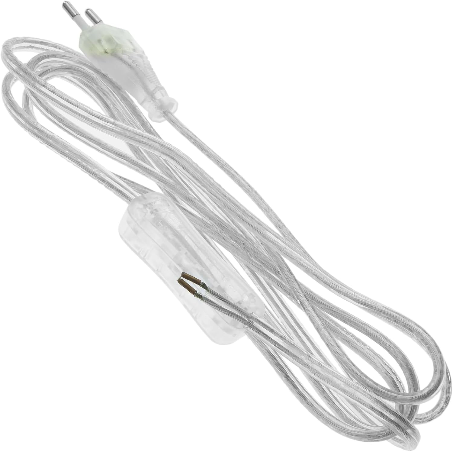 Câble d'alimentation avec interrupteur, prise européenne 130 cm, 220V, transparent, adapté pour prises, alimentations et douilles. - 3