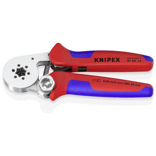 Knipex Pinza per Terminali a Bussola, con Regolazione Automatica per Crimpaggio Laterale Cromata, Rivestiti in Materiale Bicomponente 180 Mm 97 55 14
