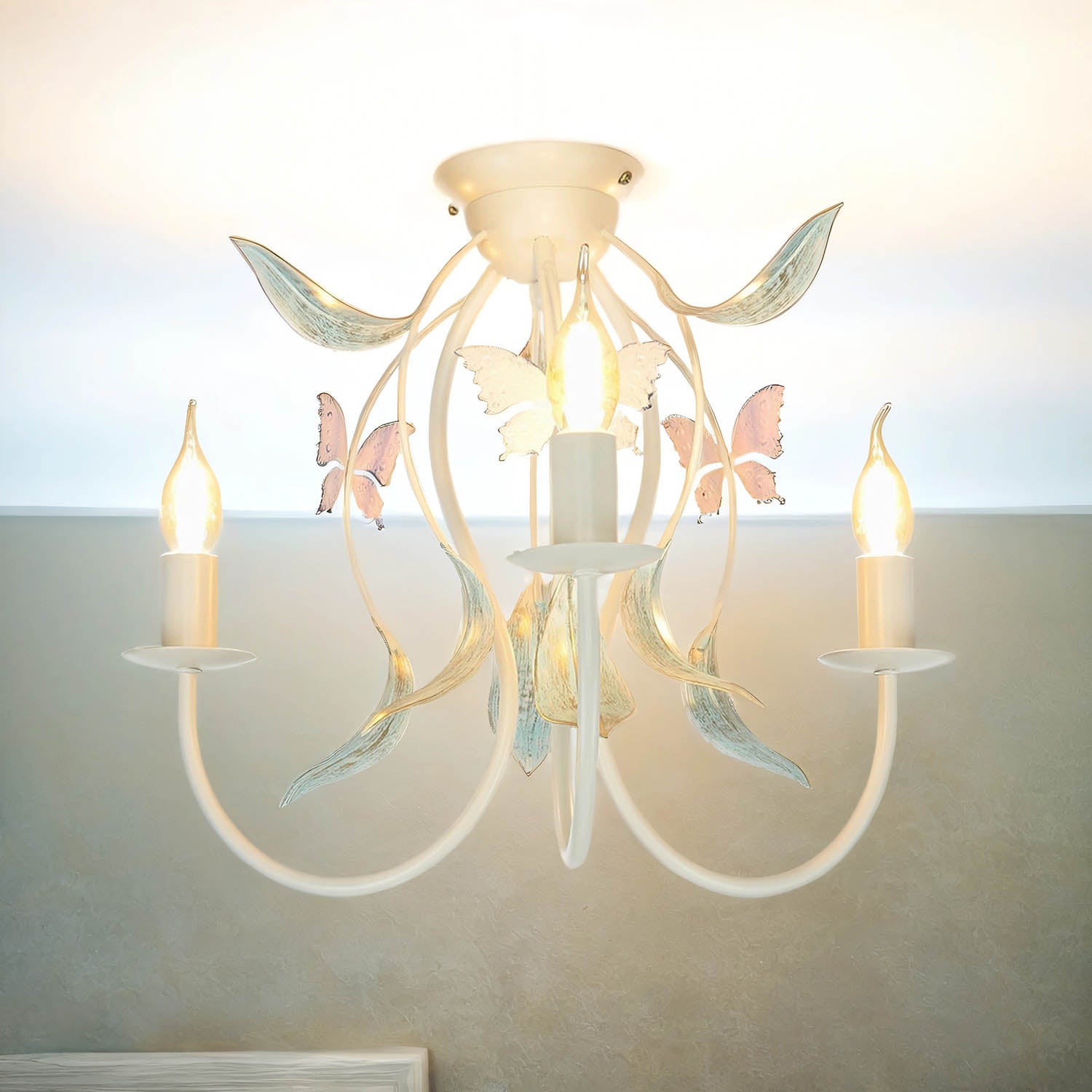 Lampa sufitowa wisząca Summer kremowo-zielona-różowa 3xE14x15W wym: 38 x 60 x 60 cm metal Luminex