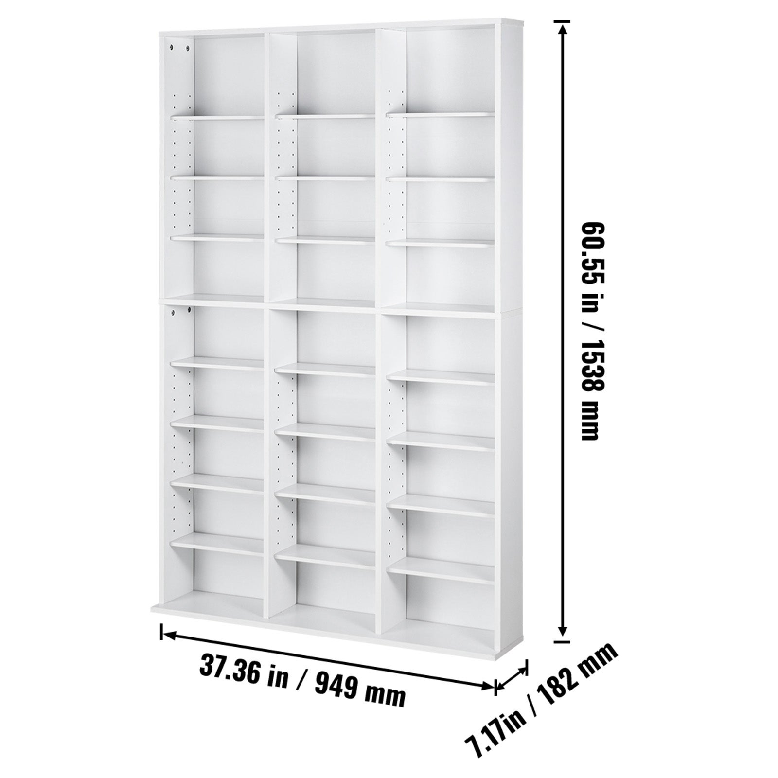 Portaoggetti,SucceBuy Porta DVD a 9 Livelli per 756 CD,Ripiani CD Regolabili,27 Scomparti,Organizza la Musica - 2