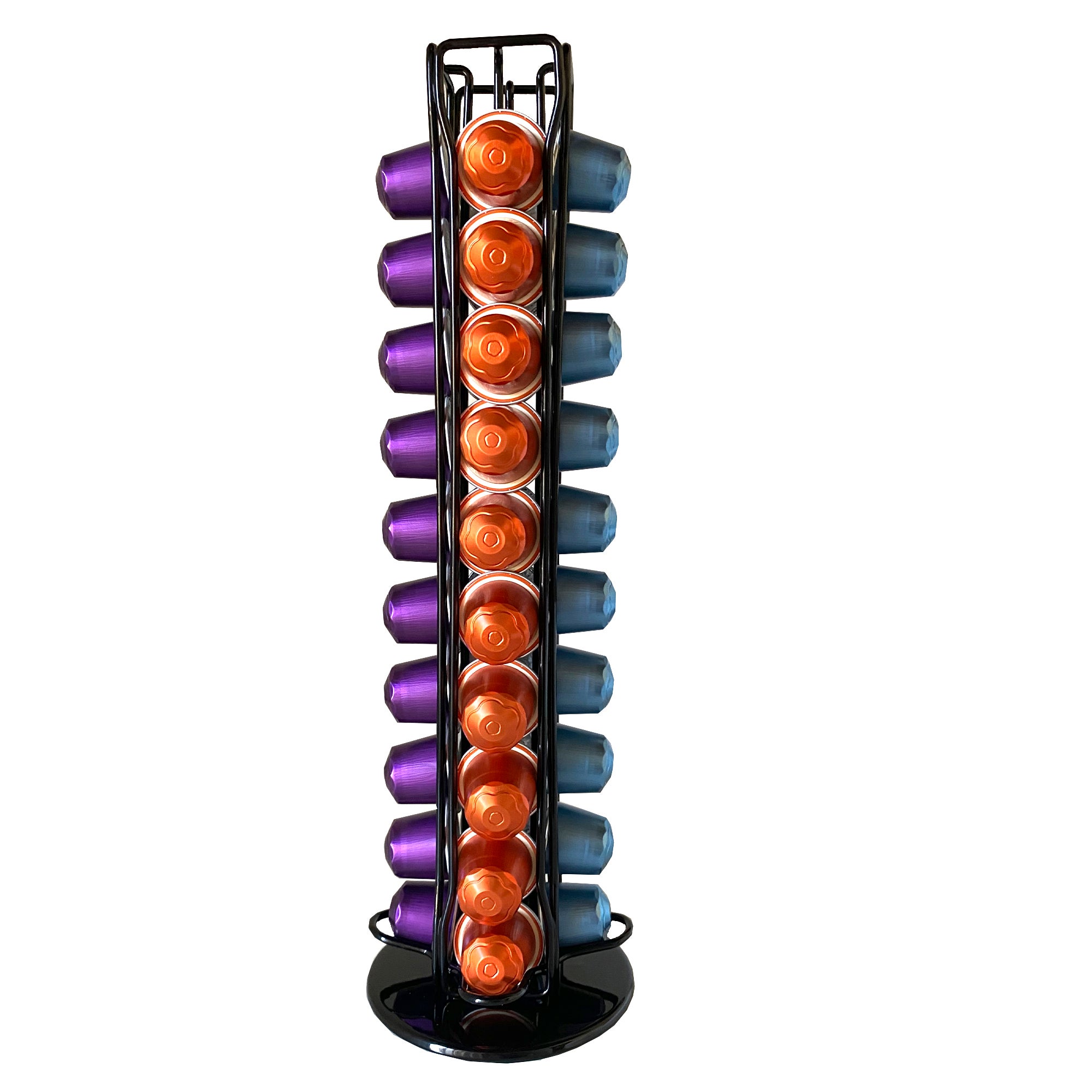 Support Rotatif Pour 40 Capsules De Café - Base Tournante En Acier Chromé - H 39 Cm - Rangement Pratique Machine à Café