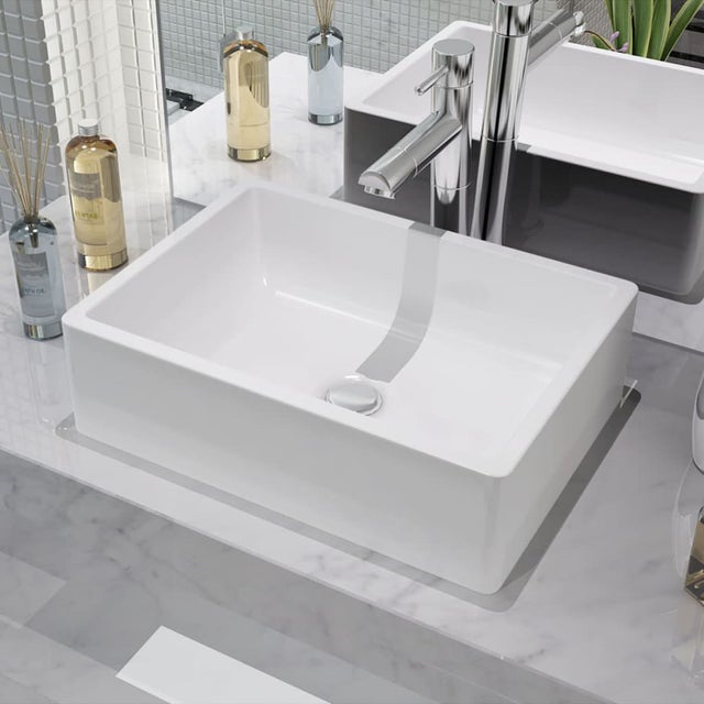 Lavabo en céramique blanc pour la salle de bain, 41 × 30 × 12 cm