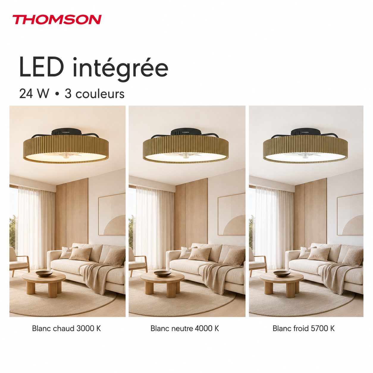 Ventilateur de plafond avec lumière THOMSON ALMA avec 7 pales, diamètre de 50 cm et télécommande incluse - 6
