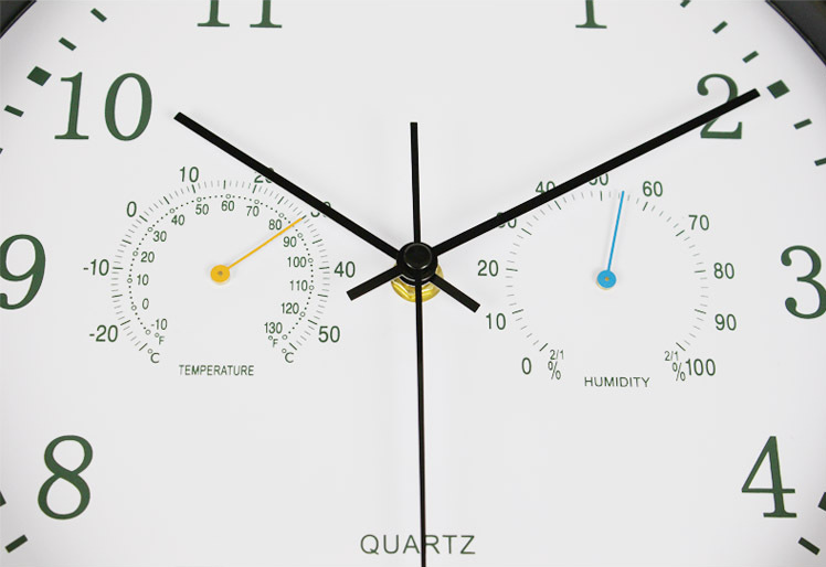 VINILITE Horloge Murale Radio Pilotée avec Thermomètre et Hygromètre Pendule Murale Silencieuse