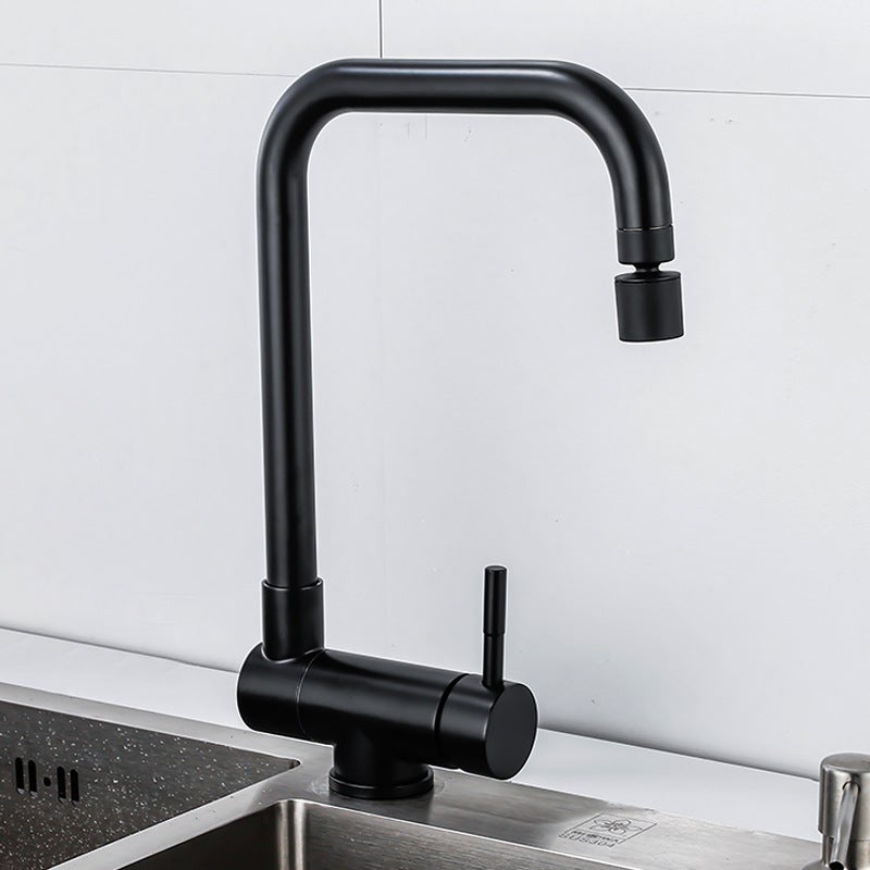 Rubinetti da cucina, rubinetto per lavello da cucina pieghevole, girevole, caldo e freddo, in acciaio inox, 2 modalità, monoforo, nero, G3/8 - 7