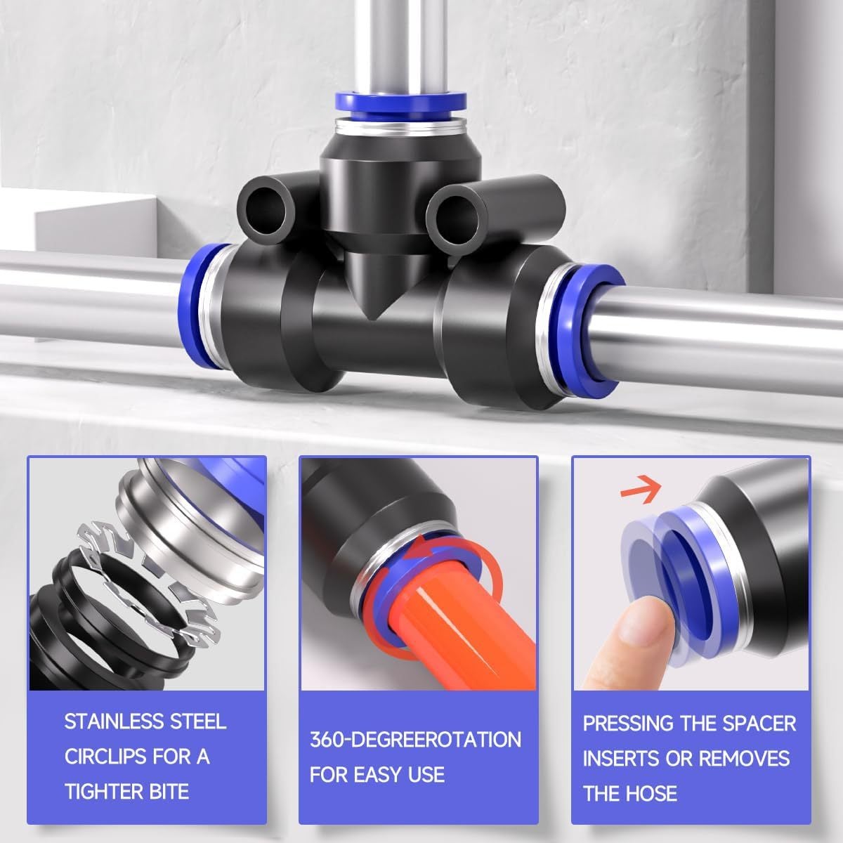 (46 pièces) Contient 40 kits de raccords pneumatiques de 6 mm et 6 connecteurs de réduction pneumatiques. - 4