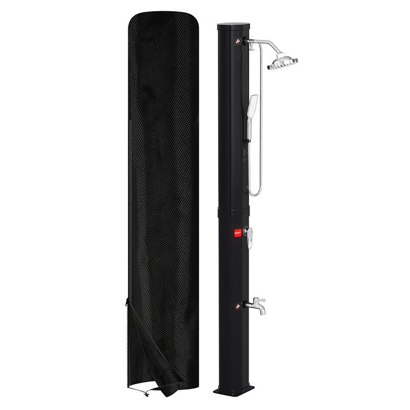 60L Solarny prysznic ogrodowy z PVC, 226cm Prysznic basenowy w zestawie pokrowiec ochronny i słuchawka - Czarny
