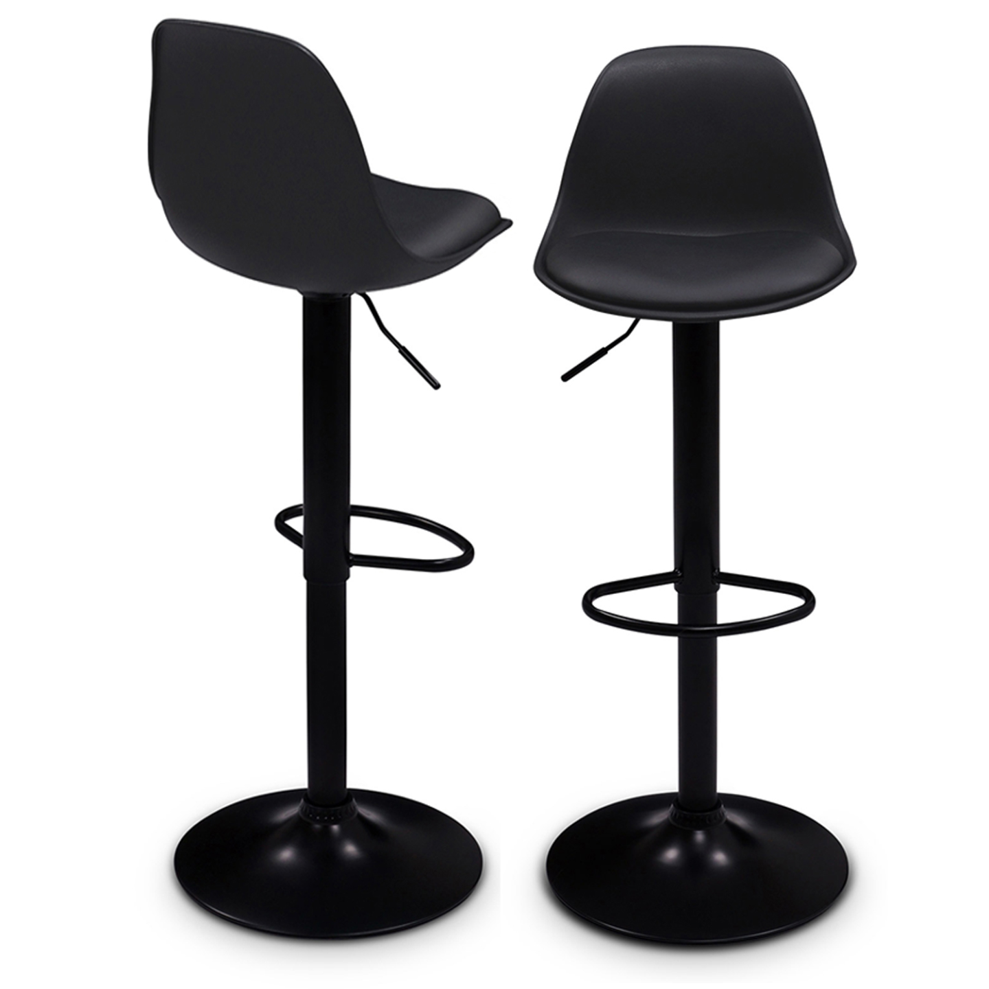Lot de 2 tabourets de bar KARL design noir pied noir - 2