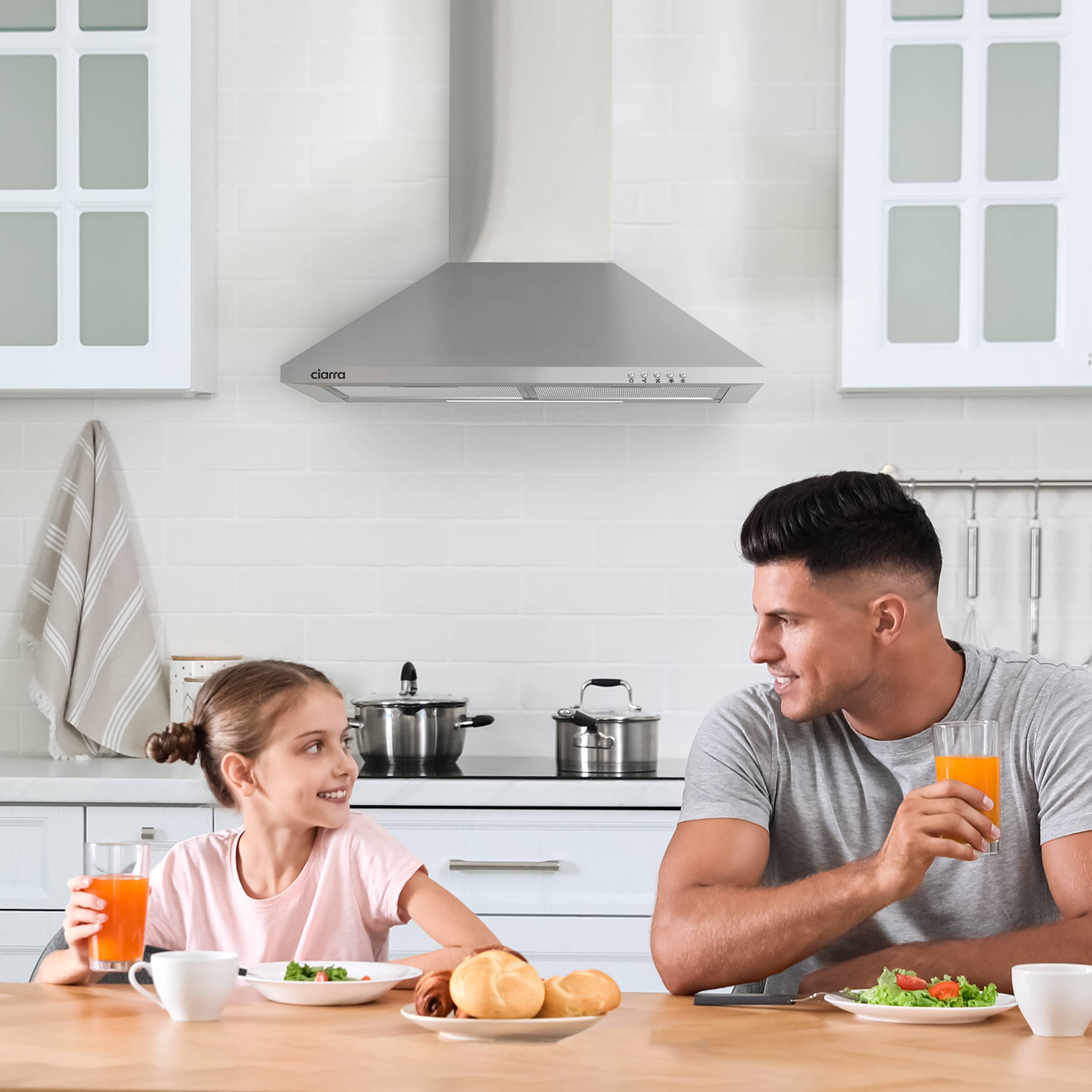 CIARRA Hotte Murale 60cm 370m3/h Classe A++ Recyclage Ou Evacuation 3 Vitesses Inox 201SS60 - 7