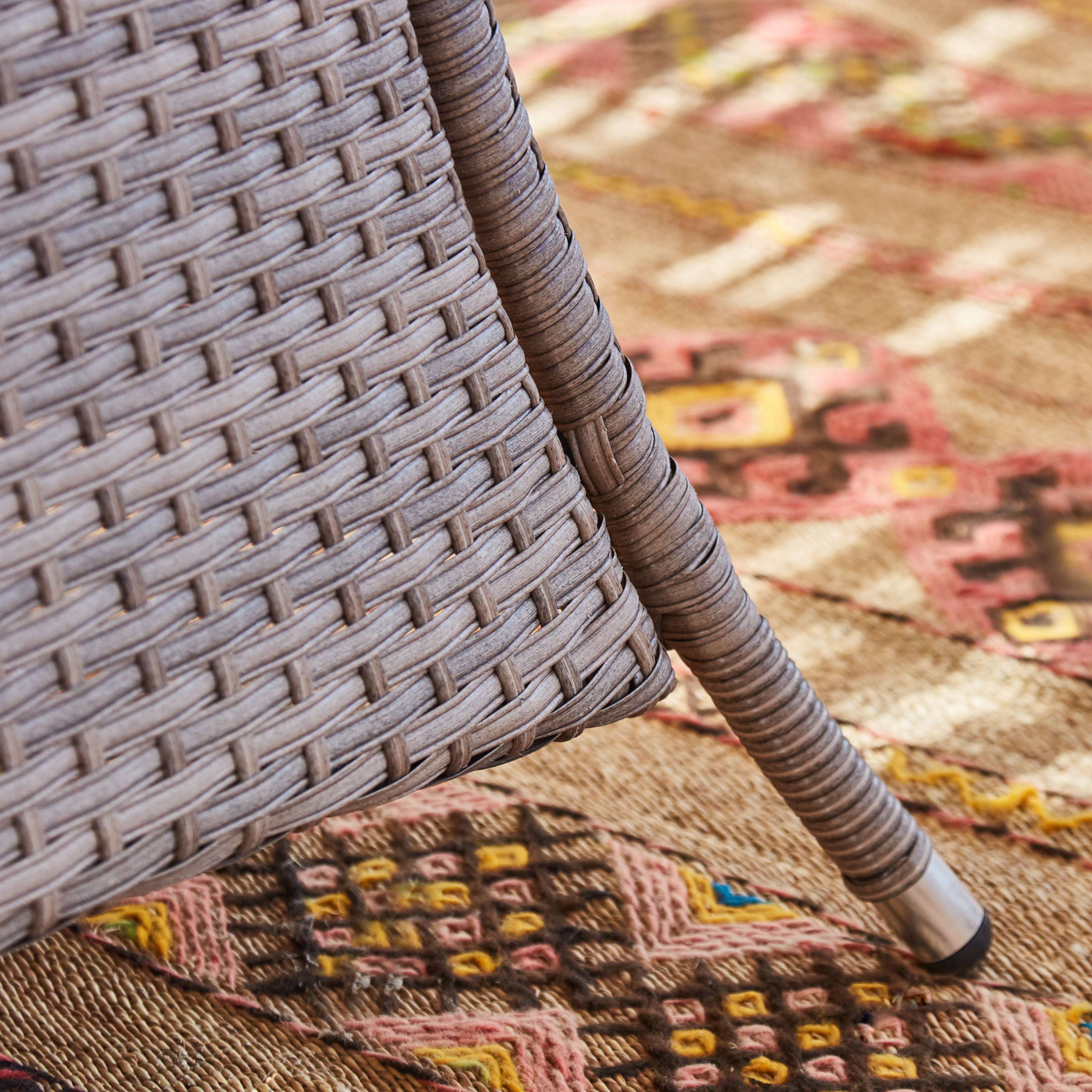 Mesa de porche alta de aluminio y ratán sintético 140x80x68cm - Bolonia - 9