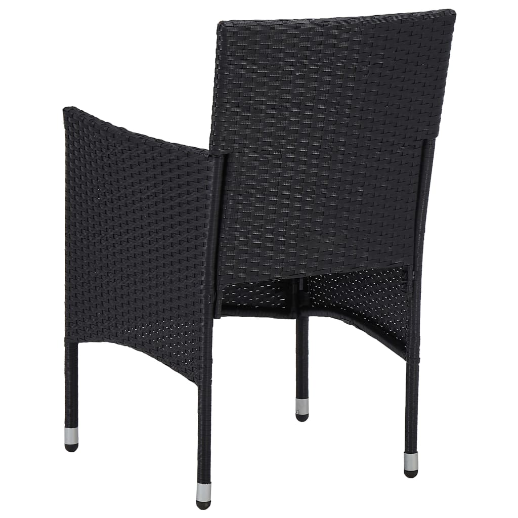 Ensemble à dîner de jardin 3 pcs Noir Résine tressée et acacia 3 - 9