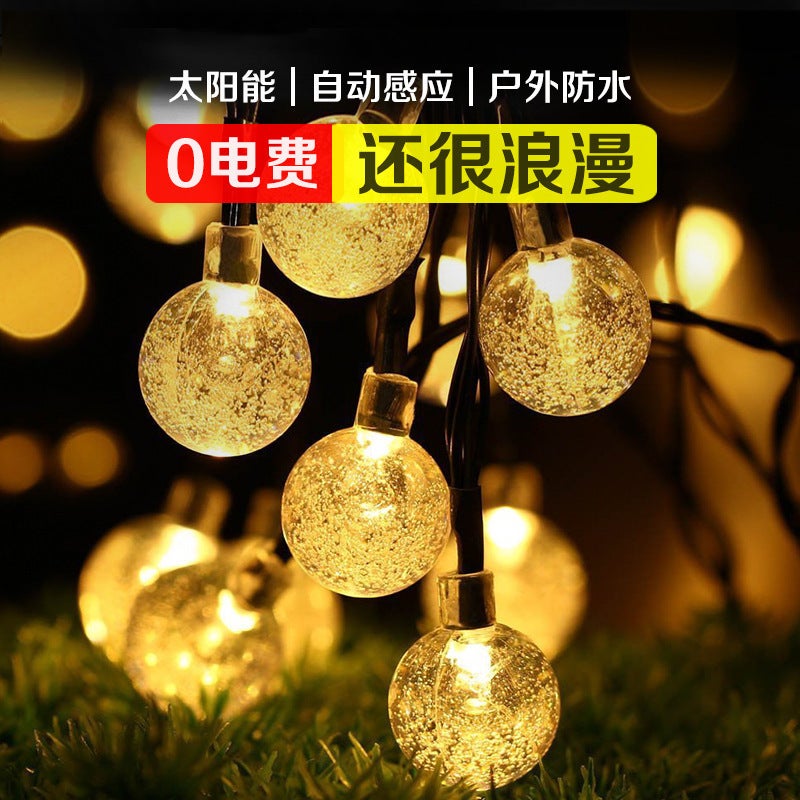 Solar Bubble Ball Light String LED Crystal Ball Lantern extérieur jardin Wall Tree Light Lawn Lantern - 8