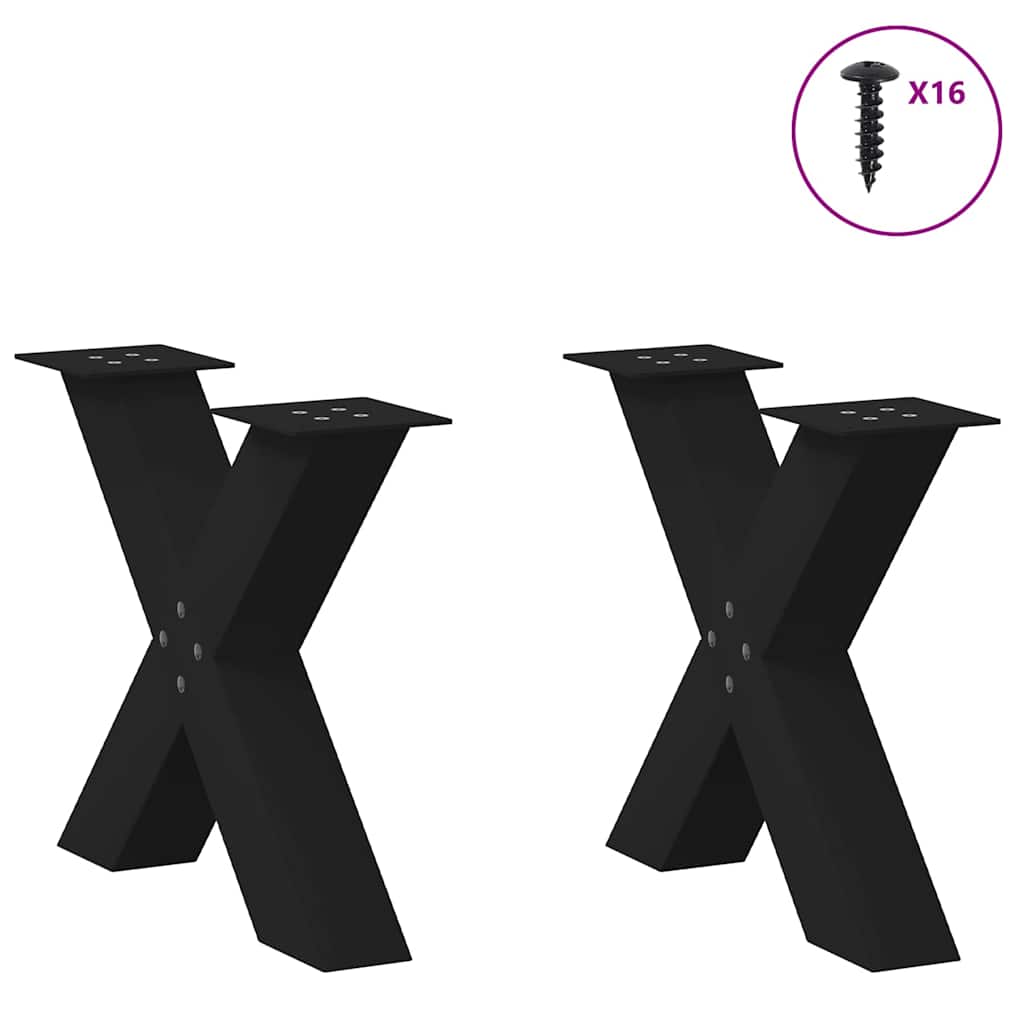 Pernas de mesa de centro Form X 2 unidades aço preto 50x(42-43) cm - COMFORTXL - 3