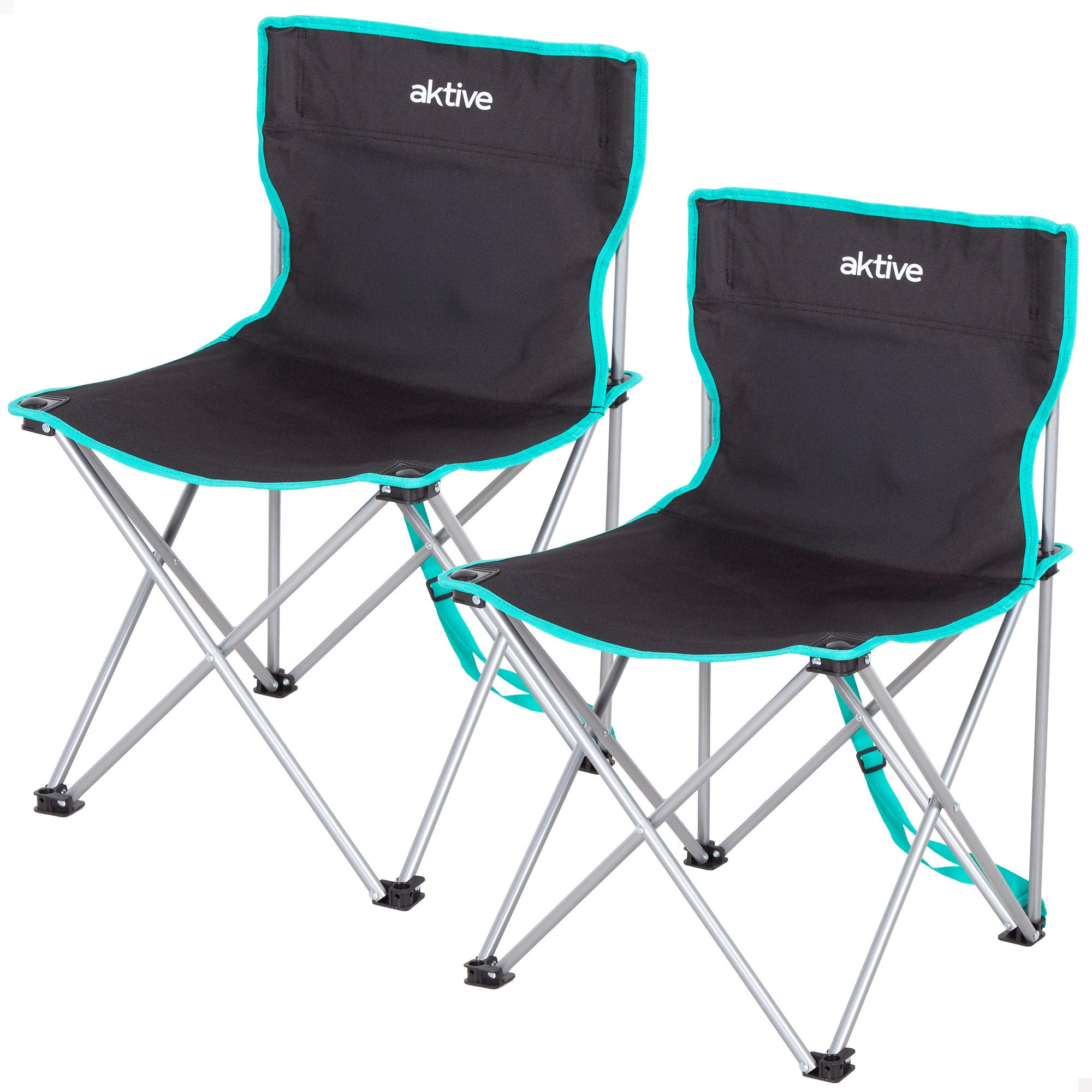 Pack 2 sillas camping alto fijas 43x43x71 cm negro