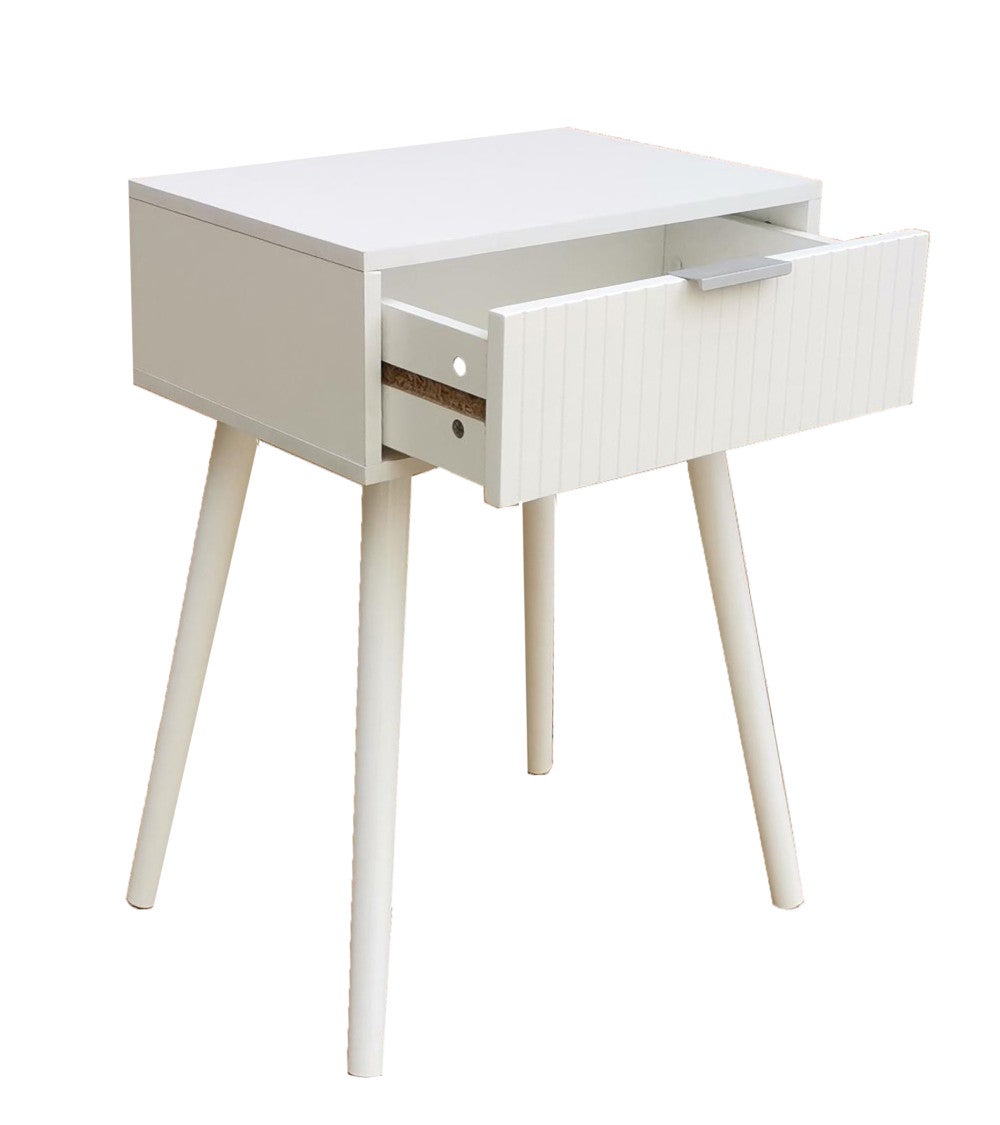 Mesita de noche FRESH de estilo nórdico en color blanco y con patas de melamina - 3