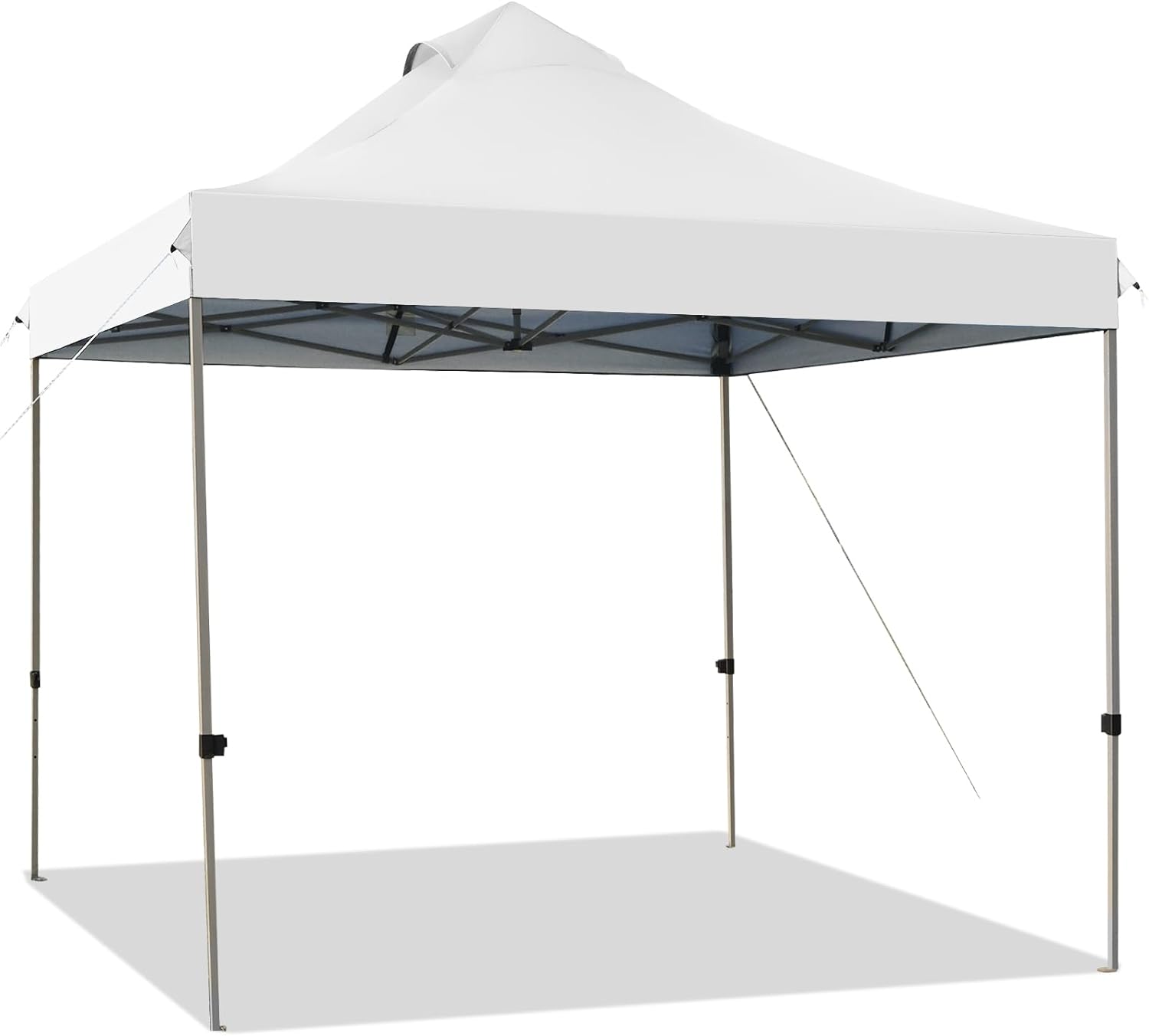 Pawilon Imprezowy Składany 3x3M, Pawilon Ogrodowy Pop-Up, Regulowane Nogi 305/320/335CM, z Torbą na Kołach, Biały