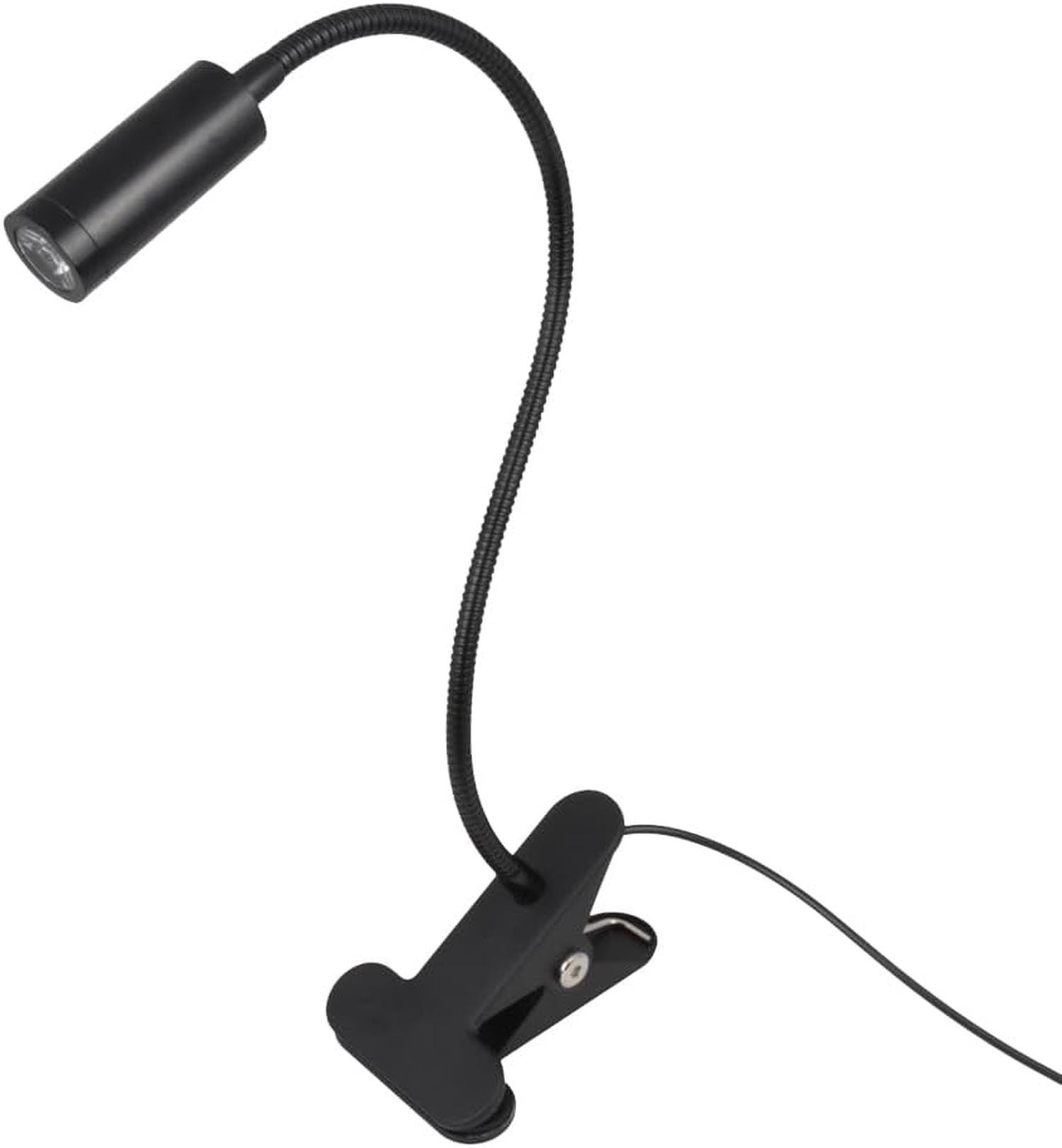 Elastyczna lampa rurowa LED z klipsem – lampa do czytania i pracy – do biura, warsztatu i sypialni – białe światło – czarna