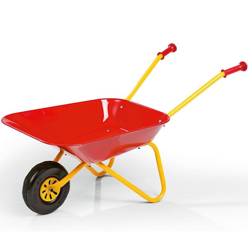 Brouette Métal Enfant Rouge Et Jaune – 78x40x38 Cm, Charge 30 Kg, Dès 2 Ans, Jardin Bac à Sable, Idena