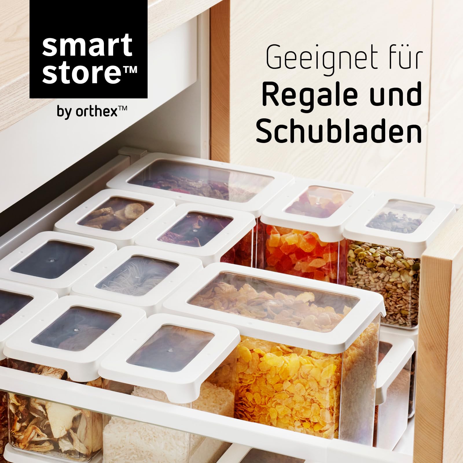 SmartStore Contenitori ermetici trasparenti per alimenti secchi con coperchio, set di 5-20% in plastica biologica con coperchio, senza BPA, lavabili i - 3