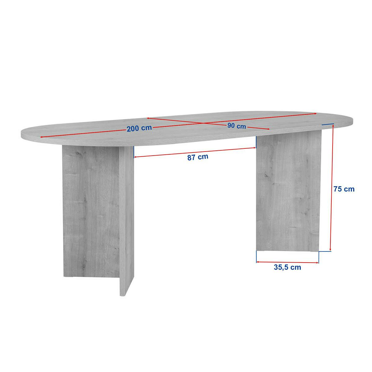 Table à manger ovale effet pin pieds en V 200 cm MARFA - 5